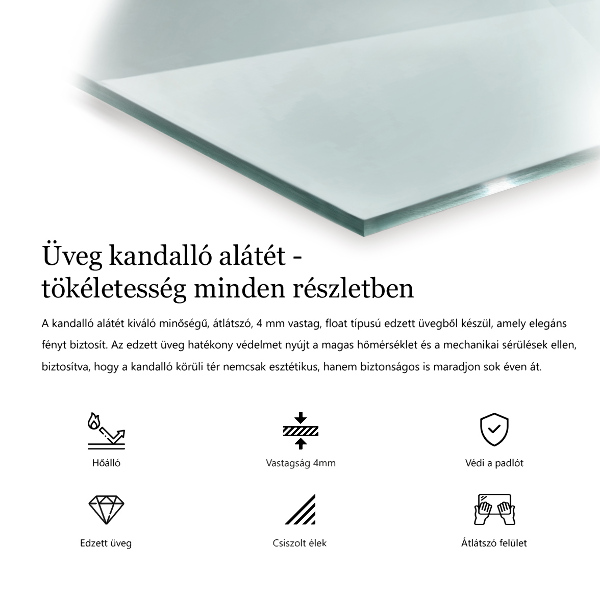 Bodenplatte Glas für Ofen rechteckig transparent