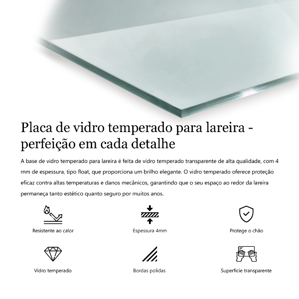 Bodenplatte Glas für Ofen rechteckig transparent