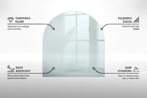 Glasplatte für Öfen halbrund transparent