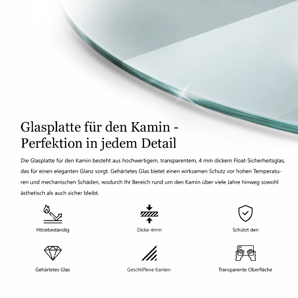 Kamin Glasplatte transparentes quartal