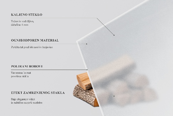 Halbovale Glasplatte für Öfen in halbtransparenter Optik