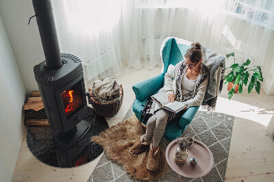 Runde Funkenschutzplatte aus Glas Natursteinmuster