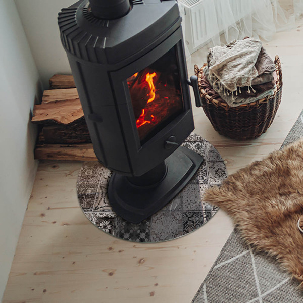 Runde Glasbodenplatte Kamin Geflieste dekorative Muster