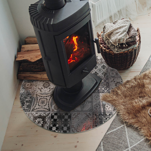 Runde Glasbodenplatte Kamin Geflieste dekorative Muster