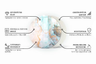 Runde Funkenschutzplatte aus Glas Marmorakzente mit feiner Maserung