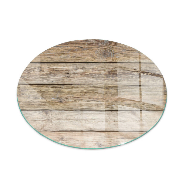 Runde Glasplatte für Kaminofen Holzmosaik im Layout