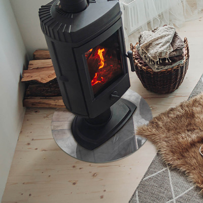 Runde Funkenschutzplatte aus Glas Marmorstruktur in elegantem Stil