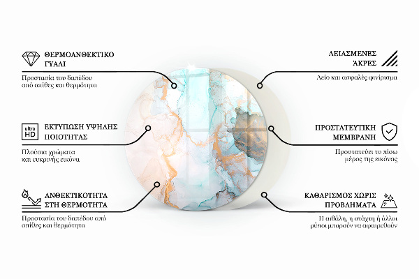 Runde Glasplatte für Kaminofen Organisches Marmormotiv