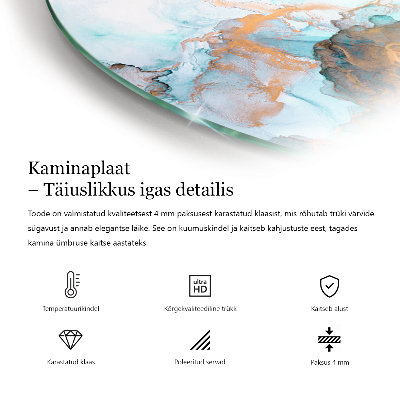 Runde Funkenschutzplatte aus Glas Steinmuster inspiriert von der Natur