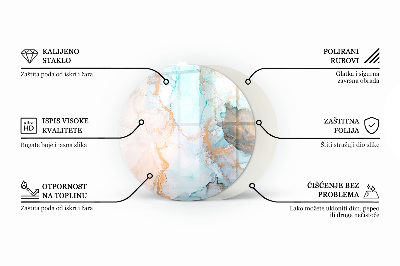 Runde Funkenschutzplatte aus Glas Steinmuster inspiriert von der Natur