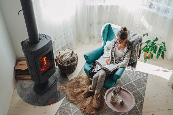 Runde Glasplatte für Kaminofen Rohstrukturmuster