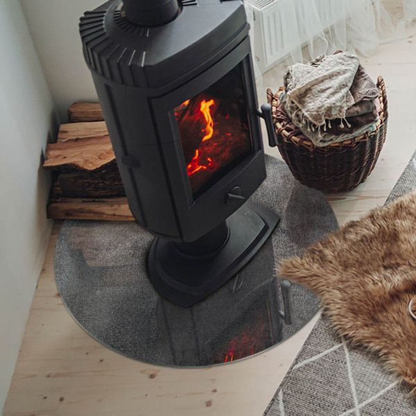 Runde Glasplatte für Kaminofen Rohstrukturmuster