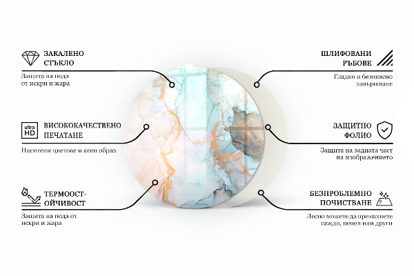 Runde Glasplatte für Kaminofen Abstraktes Muster mit unterschiedlichen Texturen