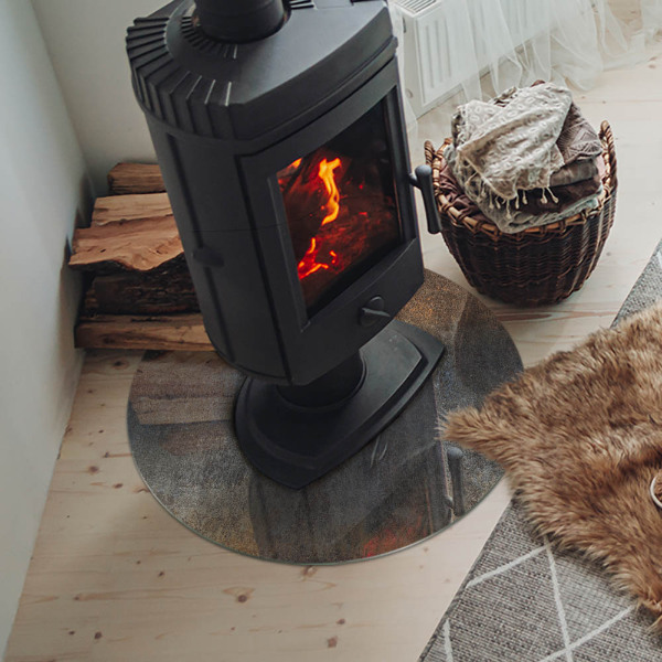 Runde Glasplatte für Kaminofen Abstraktes Muster mit unterschiedlichen Texturen