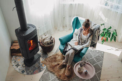 Runde Glasbodenplatte Kamin Mosaikmuster in gefliesten Formen