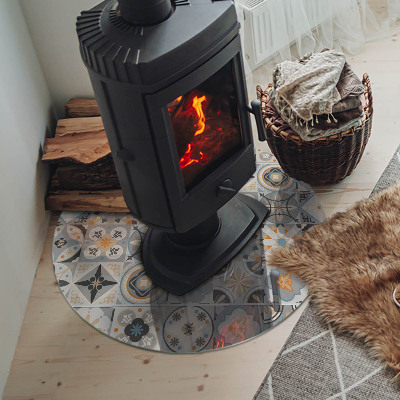 Runde Glasbodenplatte Kamin Mosaikmuster in gefliesten Formen