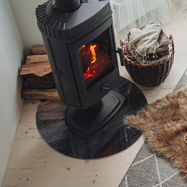 Runde Glasbodenplatte Kamin Muster der Gesteinsstruktur