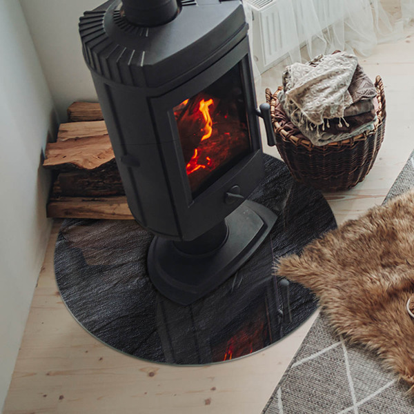 Runde Glasbodenplatte Kamin Muster der Gesteinsstruktur