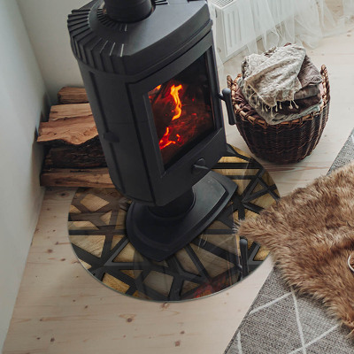 Runde Funkenschutzplatte aus Glas Moderne Formen mit Holzakzenten