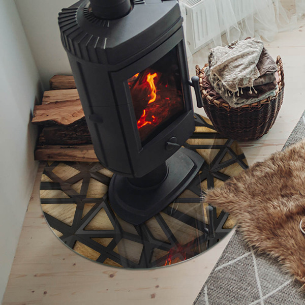 Runde Funkenschutzplatte aus Glas Moderne Formen mit Holzakzenten