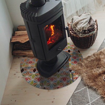 Runde Glasplatte für Kaminofen Polygonale Muster im Web