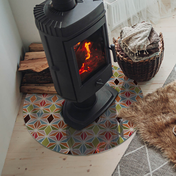 Runde Glasplatte für Kaminofen Polygonale Muster im Web