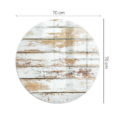 Runde Glasbodenplatte Kamin Rostiges Holzbrett