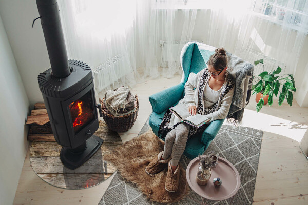 Runde Funkenschutzplatte aus Glas Holzmaserung im natürlichen Stil