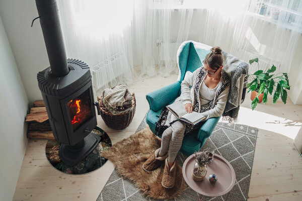 Runde Glasplatte für Kaminofen Blumenmotiv mit Schmetterlingen
