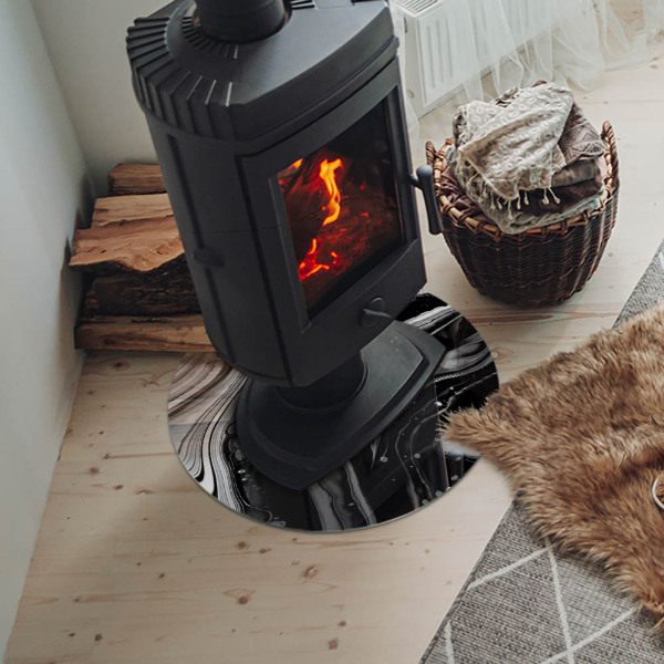 Runde Glasbodenplatte Kamin Abstrakte wellenförmige und lineare Muster