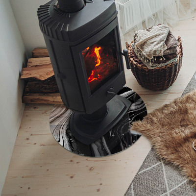 Runde Glasbodenplatte Kamin Abstrakte wellenförmige und lineare Muster