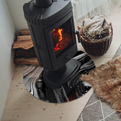 Runde Glasbodenplatte Kamin Abstrakte wellenförmige und lineare Muster