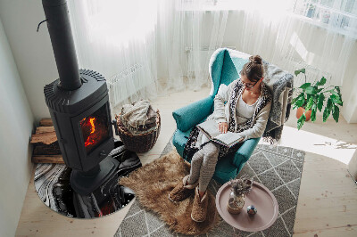 Runde Glasbodenplatte Kamin Abstrakte wellenförmige und lineare Muster