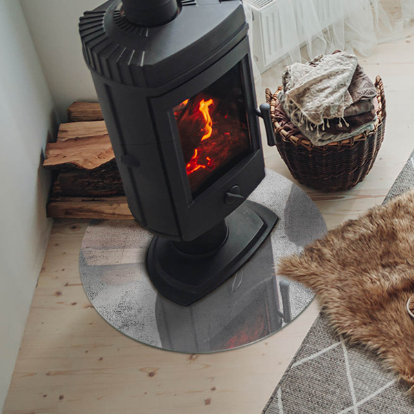 Runde Funkenschutzplatte aus Glas Betonstruktur im Rohstil