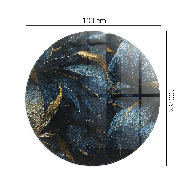 Runde Glasplatte für Kaminofen Stilvolle Blätter in der Struktur