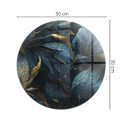 Runde Glasplatte für Kaminofen Stilvolle Blätter in der Struktur