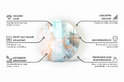 Runde Glasbodenplatte Kamin Fließendes abstraktes Motiv