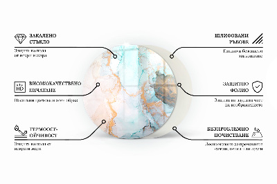 Runde Glasbodenplatte Kamin Marmoroptik mit feiner Maserung