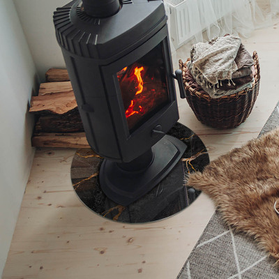 Runde Glasbodenplatte Kamin Marmoroptik mit feiner Maserung