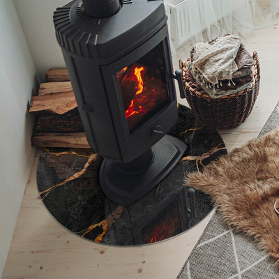 Runde Glasbodenplatte Kamin Marmoroptik mit feiner Maserung