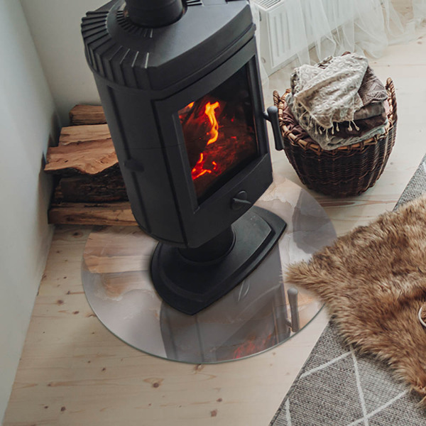 Runde Funkenschutzplatte aus Glas Steinmotiv