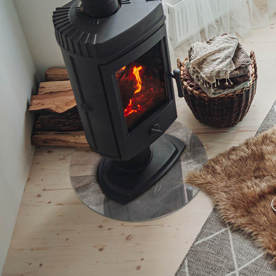 Runde Glasbodenplatte Kamin Stein-inspiriertes Muster