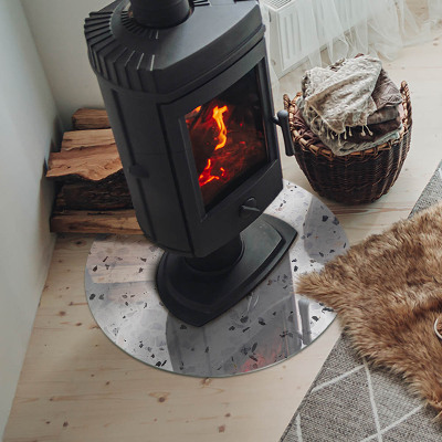 Runde Glasbodenplatte Kamin Steinmuster mit kleinen Akzenten