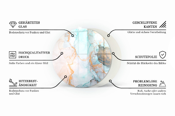 Runde Glasbodenplatte Kamin Farbe: Schwarz