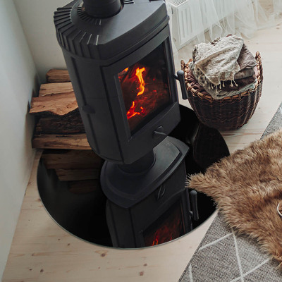 Runde Glasbodenplatte Kamin Farbe: Schwarz