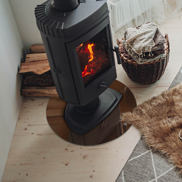 Runde Glasbodenplatte Kamin Farbe Braun