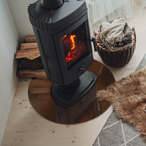 Runde Glasbodenplatte Kamin Farbe Braun