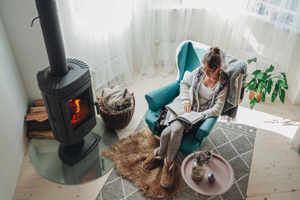 Runde Glasplatte für Kaminofen Graugrüne Farbe