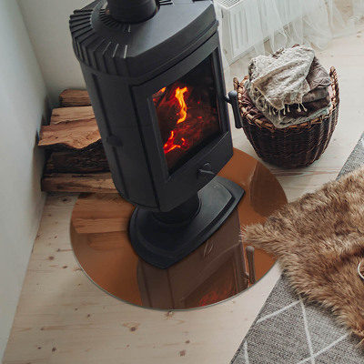 Runde Glasbodenplatte Kamin Farbe Braun