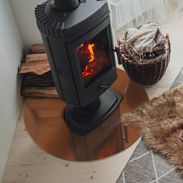 Runde Glasbodenplatte Kamin Farbe Braun